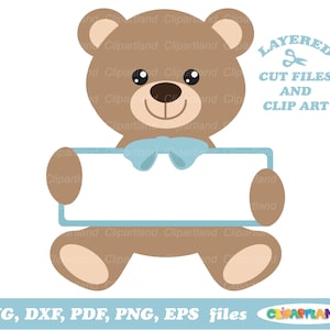 Download instantâneo. Arquivo de corte de monograma dividido de menino urso fofo. Bm_3. Uso pessoal e comercial.