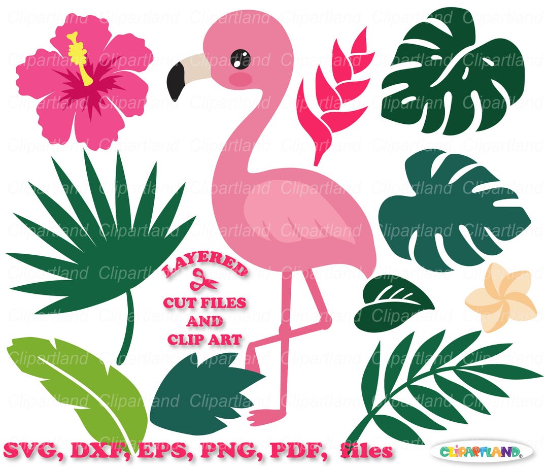 INSTANT Download. Flamingo. Tropical Flowers and Leaves Svg Cut File ...