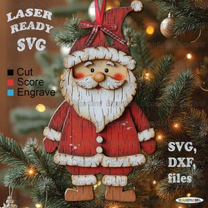 NATYCHMIASTOWE pobranie. Ozdoba świąteczna Święty Mikołaj do cięcia laserowego. Glowforge, plik SVG do lasera CNC. S_3.