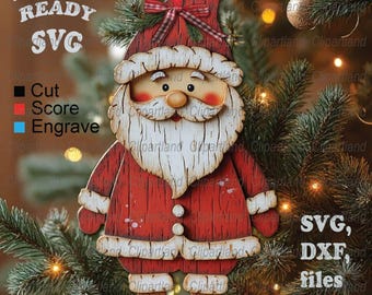 INSTANT Download. Christmas ornament Santa Claus  for laser cutting. Glowforge, cnc laser file svg. S_3.