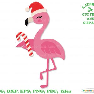 Download INSTANTÂNEO. Arquivo de corte svg de flamingo de Natal fofo e clip art. Uso pessoal e comercial. F_2.