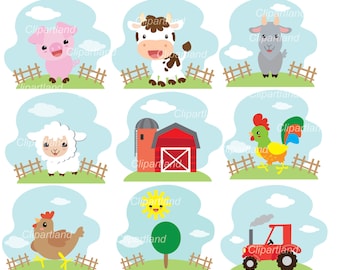 INSTANT Download CF_71_Farm. Farm animal clip art. Personal and commercial use.