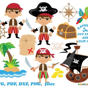 SOFORTIGER Download. Niedliche Piraten-Schnittdatei und ClipArt. Persönliche und kommerzielle Nutzung. P_3.