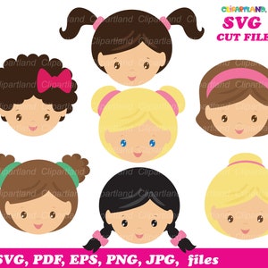 SOFORTIGER Download. Mädchen Frisuren svg Schnittdateien. Mädchen Gesicht. Clip Art. Cgh_2. Persönliche und kommerzielle Nutzung.