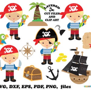 SOFORTIGER Download. Piratenjunge blonde svg Schnittdatei und Clip Art.  Persönliche und kommerzielle Nutzung. P_5.