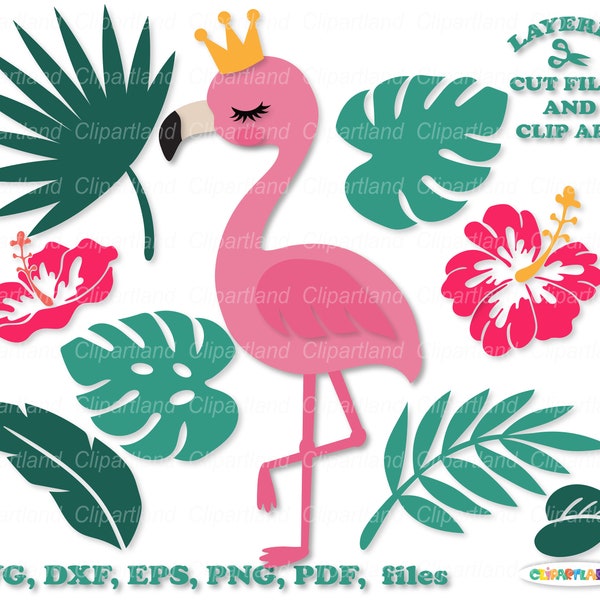 INSTANT Download. Cute flamingo svg cut files and clip art. Personal and commercial use. F_10.