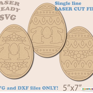 DIRECT downloaden. SVG-verfkit. Pasen DIY kleurplaten paaseieren set. Svg-snijbestand met één regel voor laser. E_25.