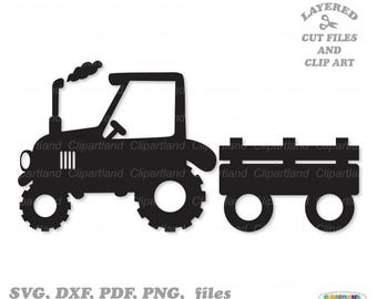 Farm Tractor Silhouette Cut Files & Clipart (svg, pdf, png, dxf)