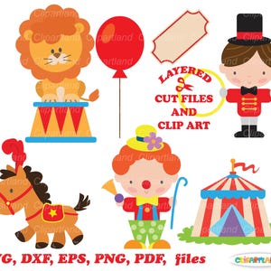 Téléchargement instantané. Joli fichier de coupe de cirque rétro et clipart. Usage personnel et commercial. C_10.
