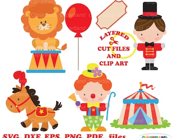 Bundel Retro Circus Clipart & Cut-bestanden (digitale download)