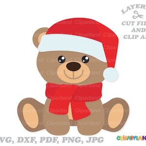 SOFORTIGER Download. Persönliche und kommerzielle Nutzung ist inbegriffen! Sitzender Weihnachtsteddybär ausgeschnittene Dateien und ClipArt. B_16.
