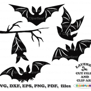 INSTANT Download. Cute Halloween Bat Silhouette Svg Cut File and Clip ...