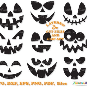 INSTANT Download. Funny Halloween pumpkin face cut file and clip art. Commercial license is included ! Pf_18.