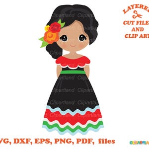 Download INSTANTÂNEO. Arquivos de corte svg, dxf e clip art de Fiesta girl. Cinco de mayo. Uso pessoal e comercial incluso! Fg_2.