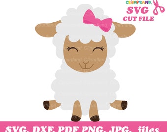 Cute Sheep SVG Cut File, Clipart (Digital Download)