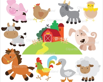 INSTANT Download. Farm animals clip art. Cf_16. Personal and commercial use.