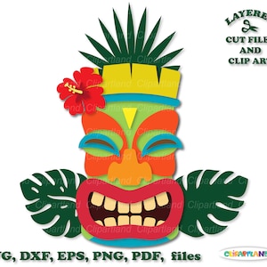 Téléchargement instantané. Fichier de coupe svg masque tiki mignon et clipart. La licence commerciale est incluse ! T_18.