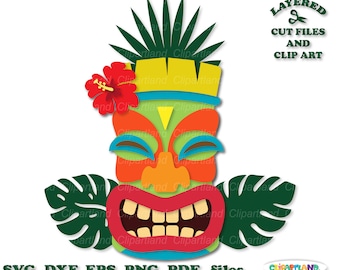 Tiki Mask SVG Cut File, Clip Art (Commercial License)