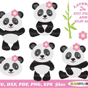 Download instantâneo. Arquivo de corte e clipart svg de menina panda fofa. Página_7. Uso pessoal e comercial.