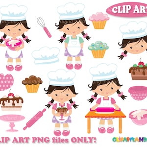 À VENDA Download instantâneo. Clipart de garota assando. Cb_4_1. Clipart de garota assando. Uso pessoal e comercial.
