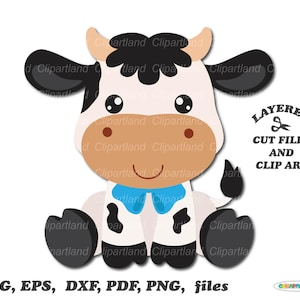 Imágenes prediseñadas de vaca adorable, archivo de corte SVG (descarga digital)