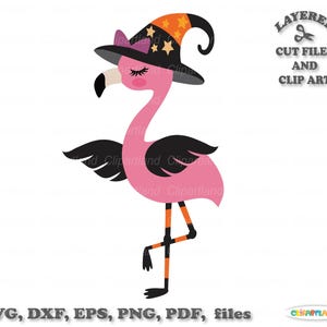 Download INSTANTÂNEO. Arquivo de corte svg de flamingo de Halloween e clip art. Licença comercial incluída! F_24.