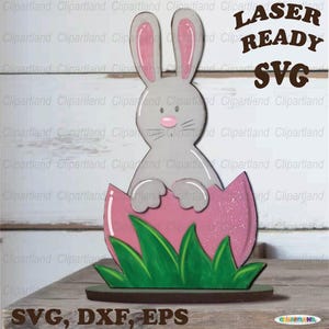 SOFORTIGER Download. Süßer Osterhasen Kantensitzer auf Ständer zum Laserschneiden. Glowforge, cnc svg. Persönliche und kommerzielle Nutzung. B_5.