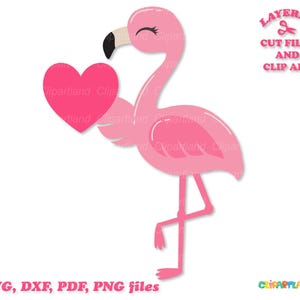 SOFORTIGER Download. Niedlicher Valentinstag Flamingo svg Schnittdatei und Clip Art. Persönliche und kommerzielle Nutzung. F_27.