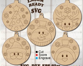 Vintage Christmas Ornament SVG Laser Cut File, DIY Paint Kit (Digital Download)