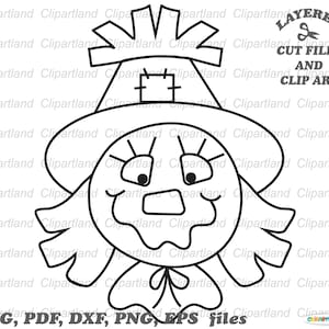 Descarga INSTANTÁNEA. Archivos de corte y clip art de cara de espantapájaros. Uso personal y comercial. S_19.