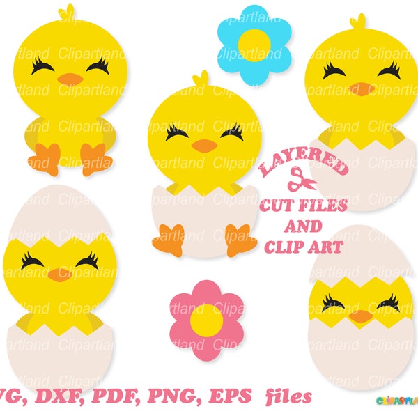 INSTANT Download. Cute Easter chicks cut files and clip art. Commercial license is included! C_19.