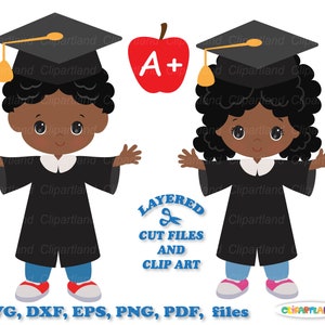 Descarga instantánea. Lindo archivo de corte de graduación de niños de jardín de infantes y clip art. Uso personal y comercial. G_3.