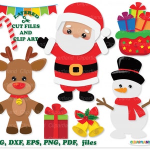 Téléchargement instantané. Mignon Noël père Noël svg couper des fichiers et des images clipart. Usage personnel et commercial. Père Noël_11.