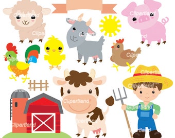 INSTANT Download CF_74_Farm. Farm animal clip art. Personal and commercial use.