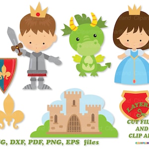 SOFORTIGER Download. Mittelalterliche Ritter-, Prinzessin- und Drachen-Svg-Schnitt-Dateien. Persönliche und kommerzielle Nutzung. K_16.