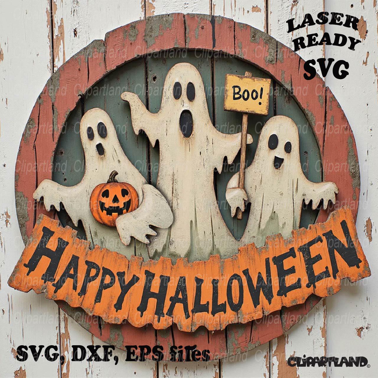 Ghost Halloween Door Hanger SVG Laser Cut File (digital Download) - Etsy