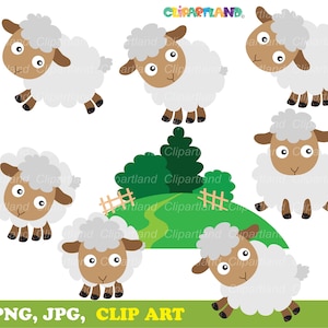 DOWNLOAD ISTANTANEO.  Clipart di pecore carine. CSH_1. Uso personale e commerciale.