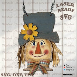 INSTANT Download. Cute primitive style scarecrow door hanger svg cut file for laser . Personal and commercial use. S_5.