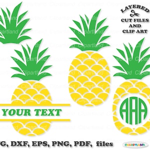 Download istantaneo. File tagliati in formato SVG di ananas e clip art Cp_2. Uso personale e commerciale.