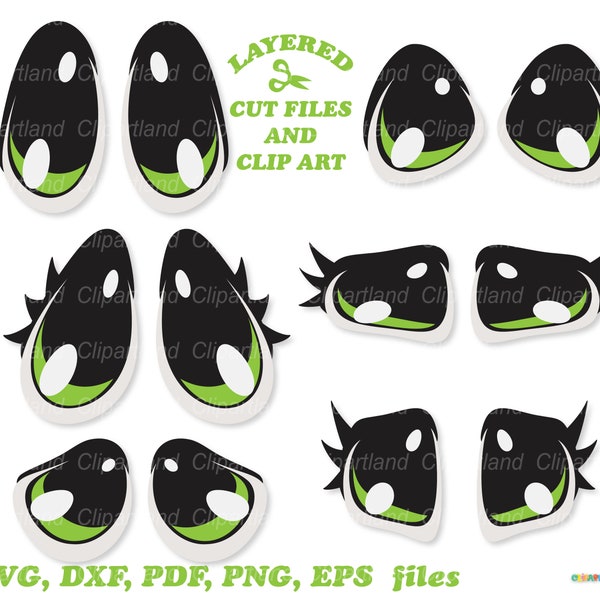 INSTANT Download. Cute cartoon brown eyes cut files and clip art. Personal and commercial use. E_6.