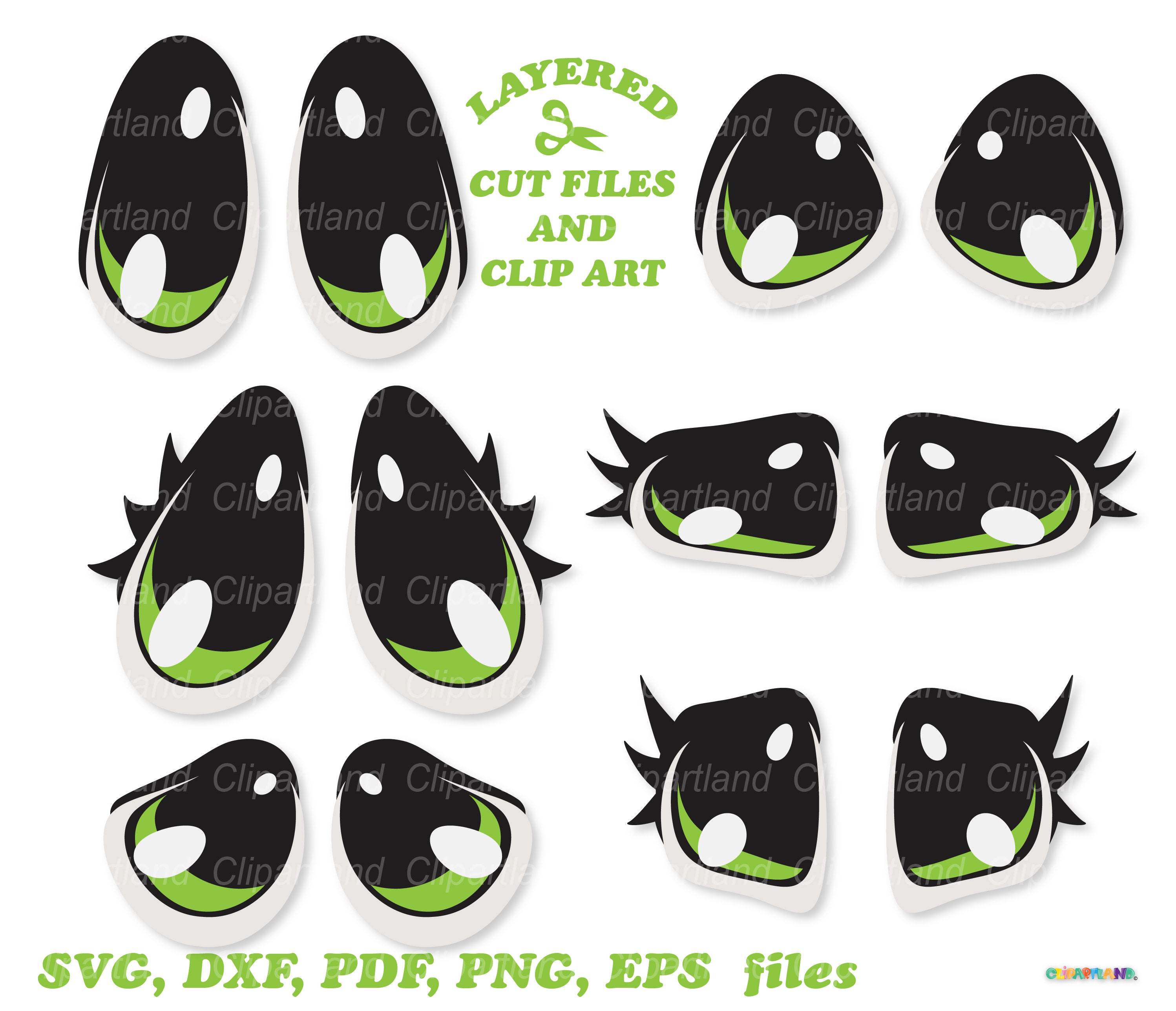 INSTANT Download. Cute cartoon brown eyes cut files and clip art. Personal and commercial use. E_6.