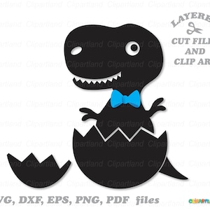 Download instantâneo. Arquivo de corte e clipart svg do bebê dinossauro T-Rex. Uso pessoal e comercial. D_4.
