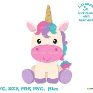 Descarga instantánea. Lindos archivos de corte svg unicornio sentado. Uso personal y comercial. U_4.