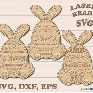 SOFORTIGER Download. SVG Paint Kit. Ostern DIY Färbung Osterhasen Eier Namen Set. Personalisierte SVG-Schnittdatei für den Laser. E_72.