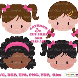 INSTANT Download. Cute girl face svg cut file and clip art. Commercial license is included ! Gf_7.
