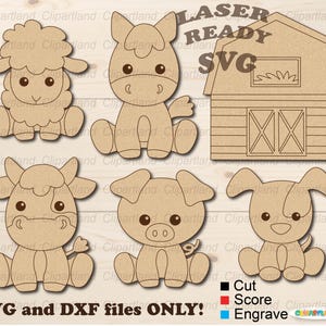 SOFORTIGER Download. SVG Paint Kit. Baby Bauernhof Tiere DIY Malpaket. Tiere svg-Schnittdatei für Laser. F_2.