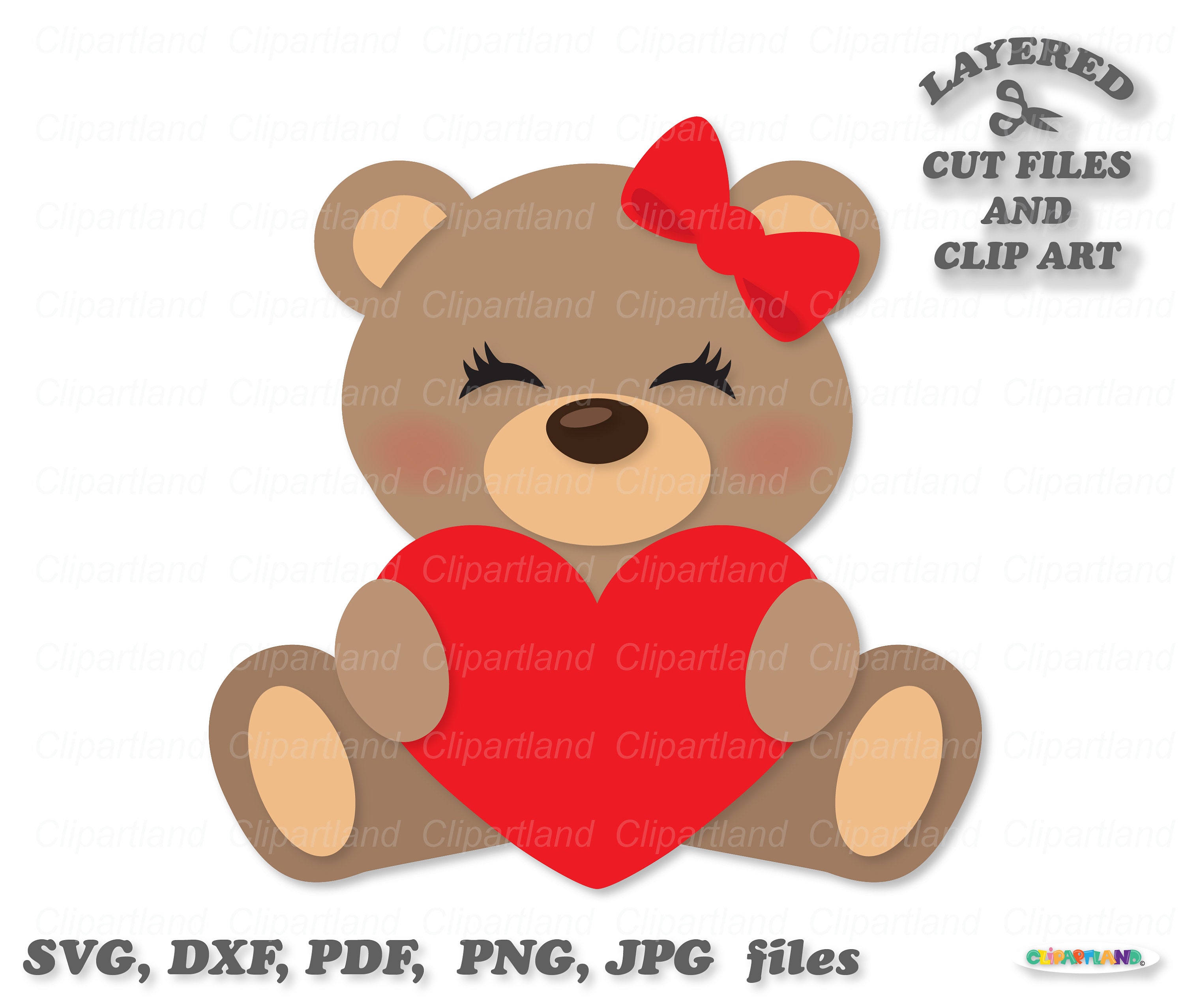 Valentine Teddy Bear Holding Heart Clipart Free SVG File - SVG Heart