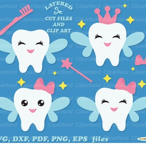 Directe download. Schattig Tandenfee gesneden bestand en clip art SVG. Commerciële licentie is inbegrepen! T_2.