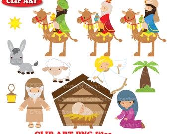 Directe download. Kerststal illustraties. Kerst illustraties. Ccnat_3. Persoonlijk en commercieel