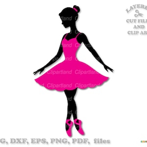 Directe download. Mooie ballerina silhouet SVG gesneden bestand en illustraties. Persoonlijk en commercieel gebruik. B_12.